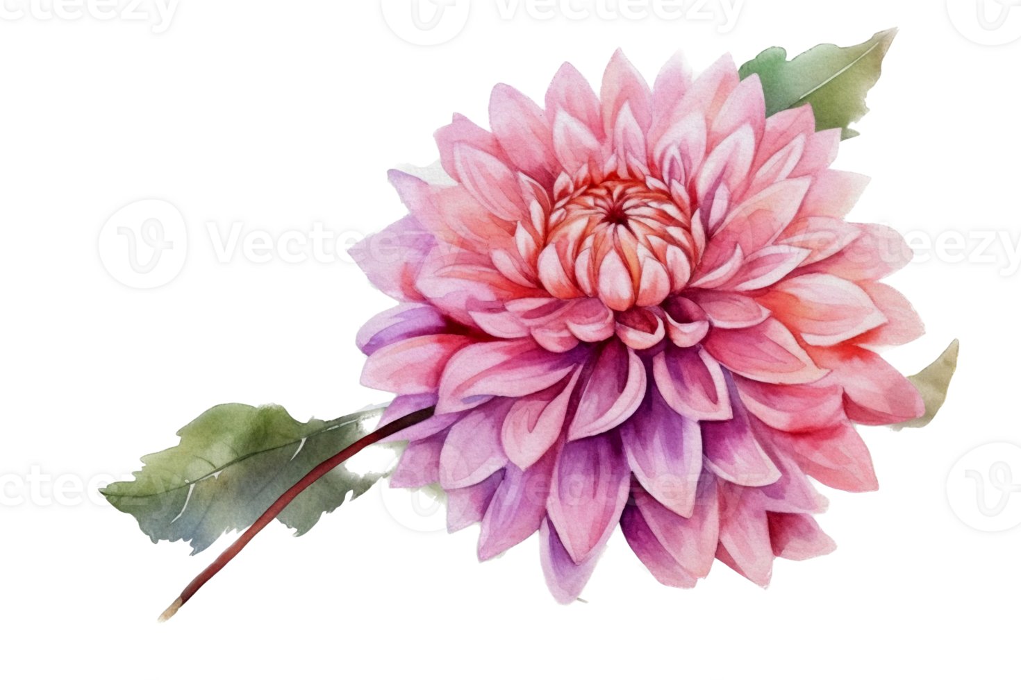 Beautiful flower with leaf watercolor AI Generate png