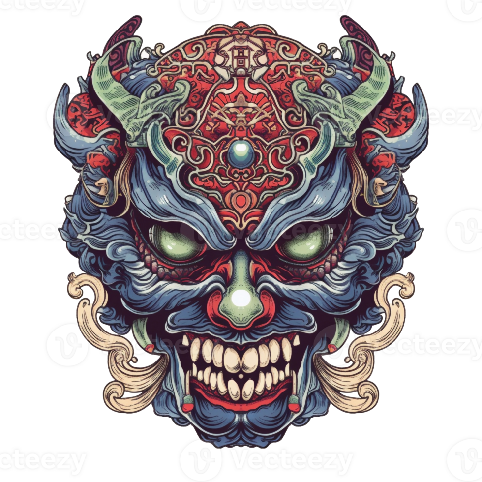 Illustration 2D devil mask ai generate png