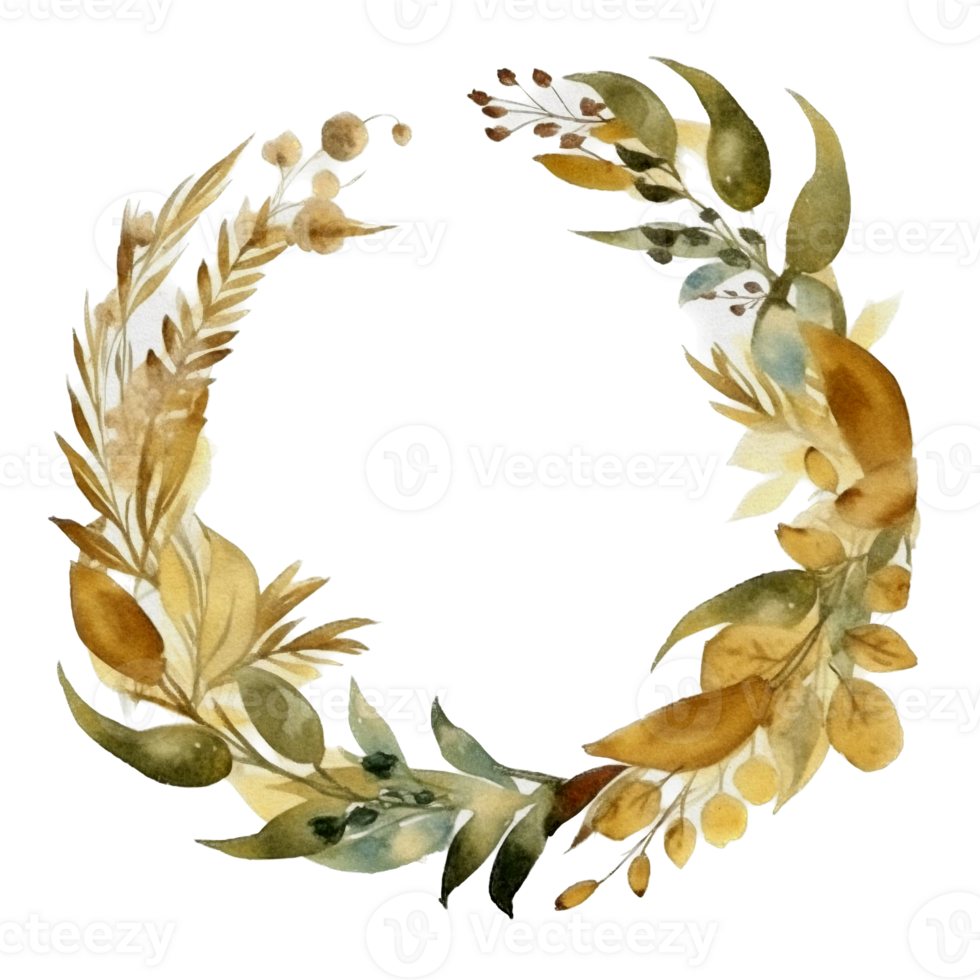 Beautiful flower wreath watercolor ai generate png
