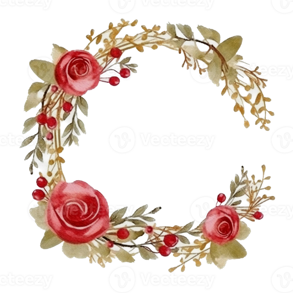Beautiful flower wreath watercolor ai generate png