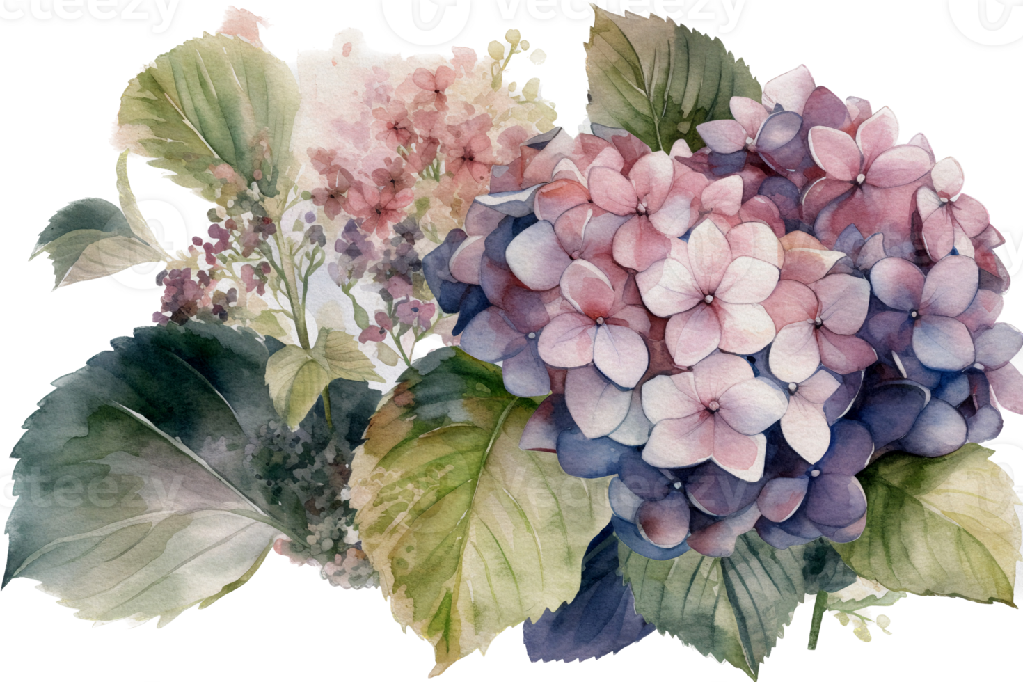 Beautiful flower with leaf watercolor ai generate png