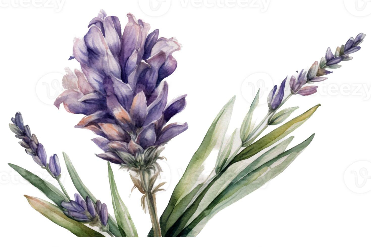 Flower with leaf watercolor AI Generate png