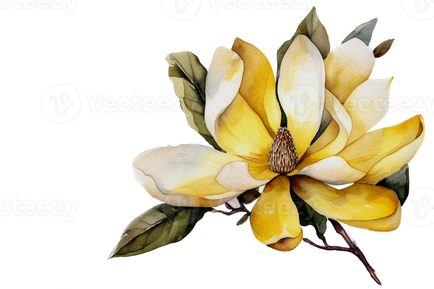 Flower with leaf watercolor AI Generate png