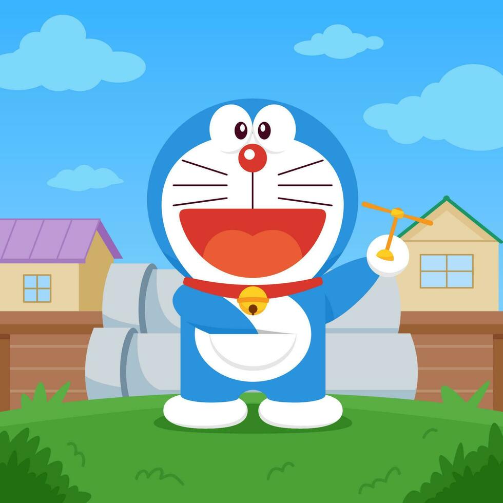 Blue Fat Cat Showing Fly Tool vector