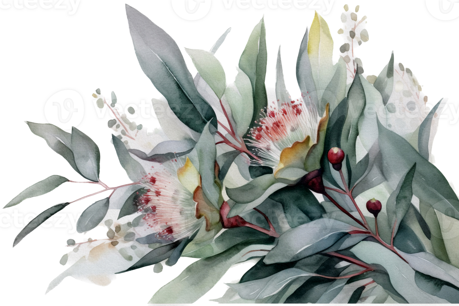 Beautiful flower with leaf watercolor AI Generate png