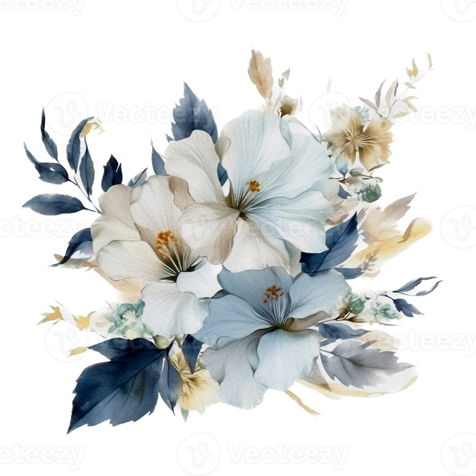 Beautiful flower with leaf watercolor ai generate png