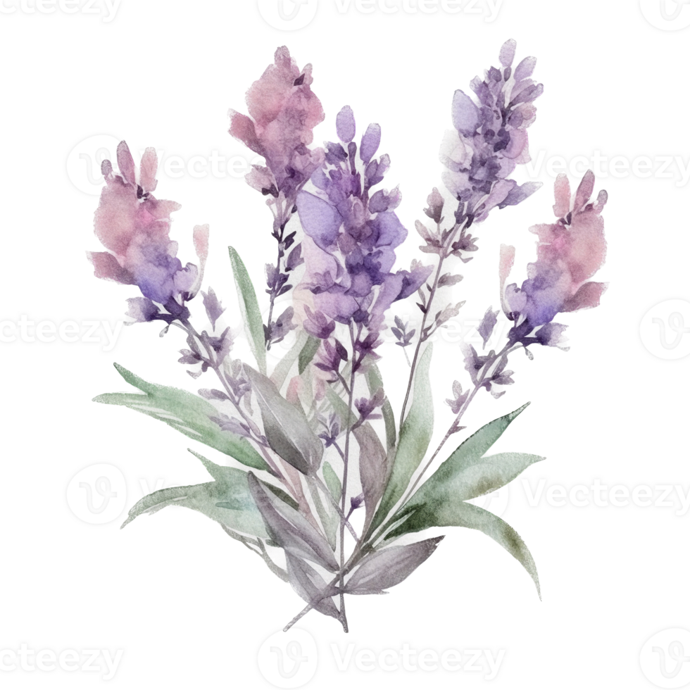 Beautiful flower with leaf watercolor ai generate png