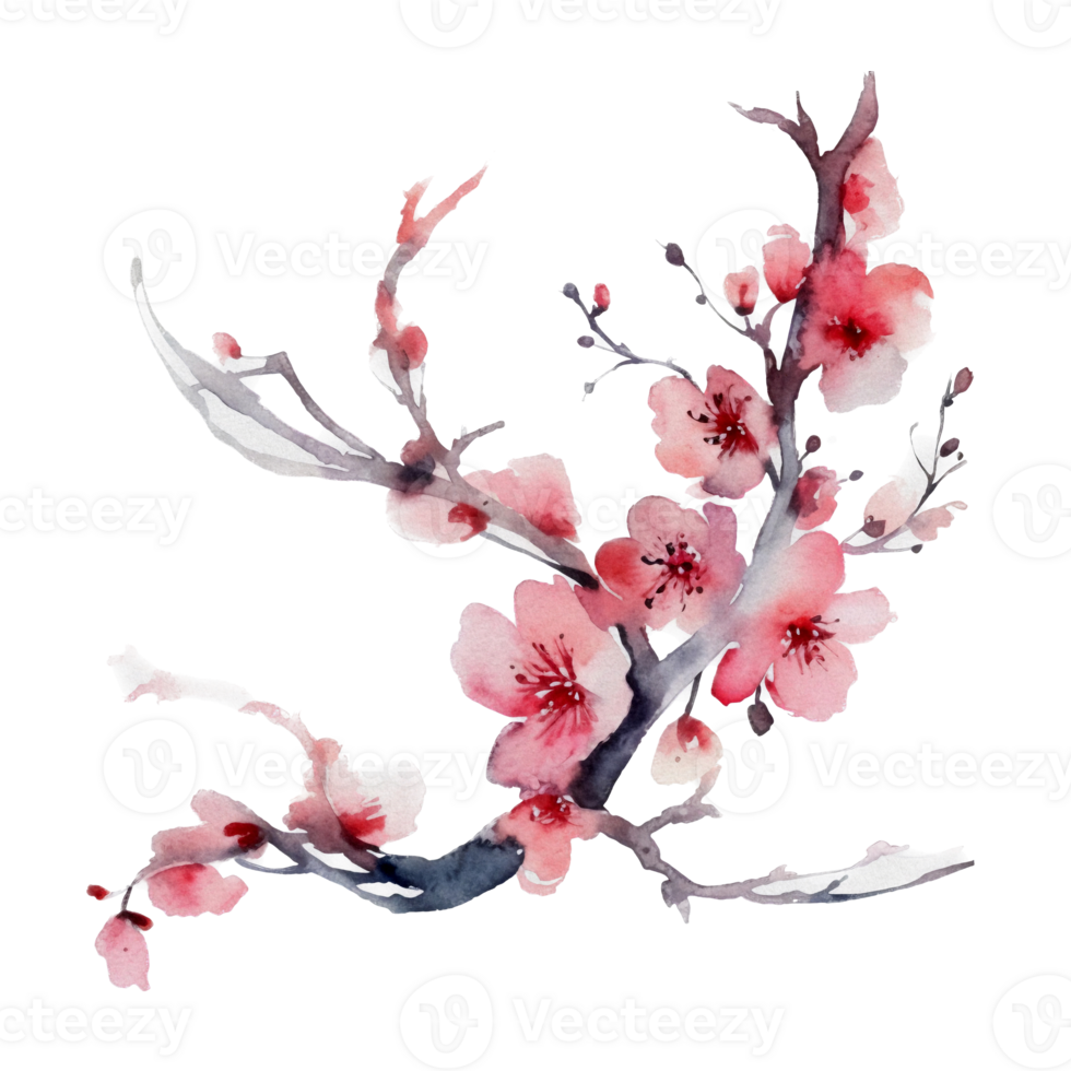 Beautiful flower with leaf watercolor ai generate png