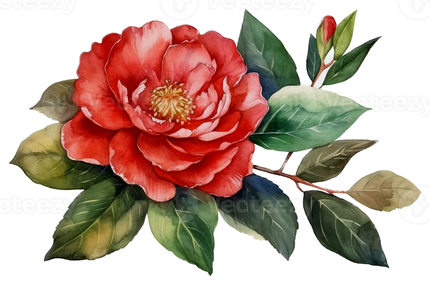 schön Blume mit Blatt Aquarell ai generieren png