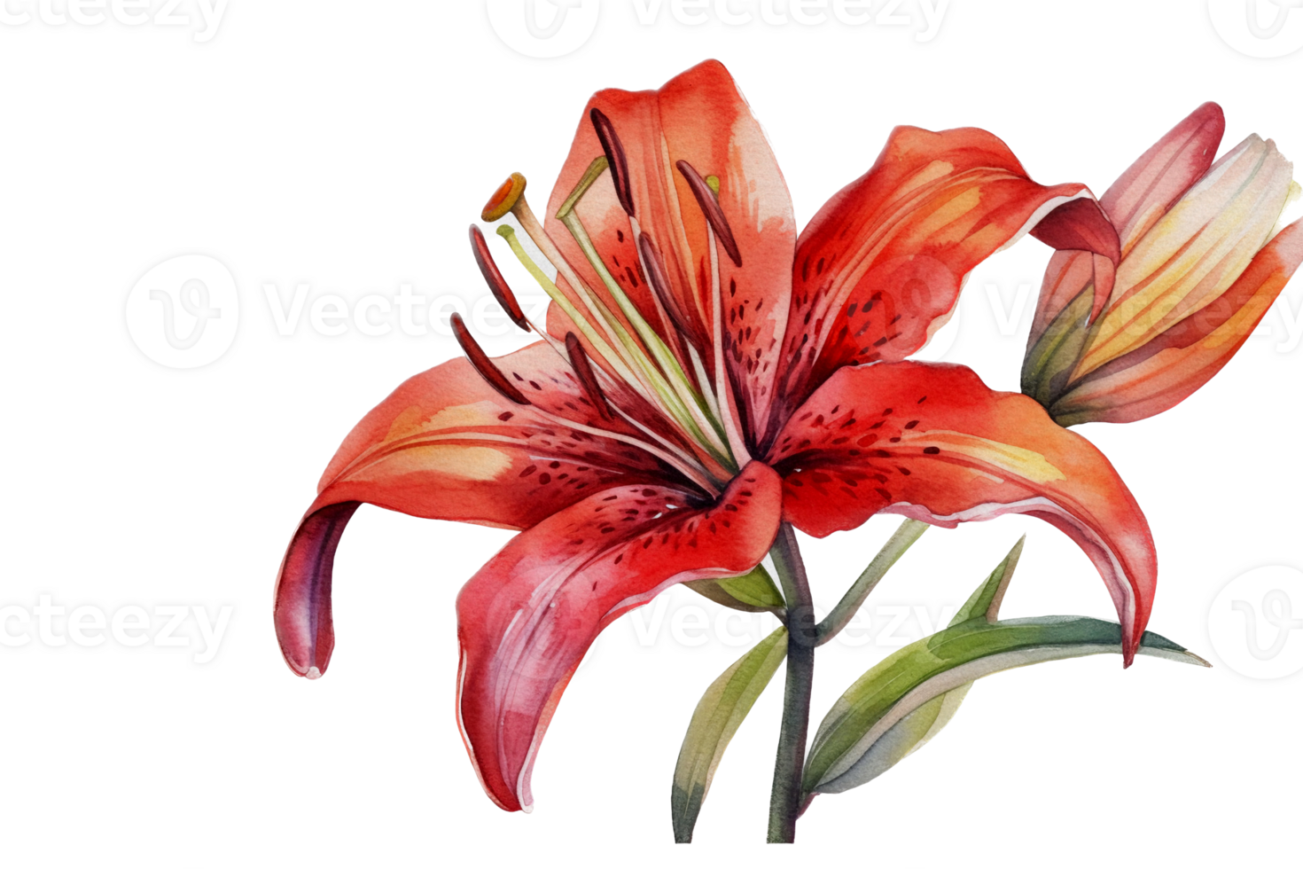 bloem met blad waterverf ai genereren png