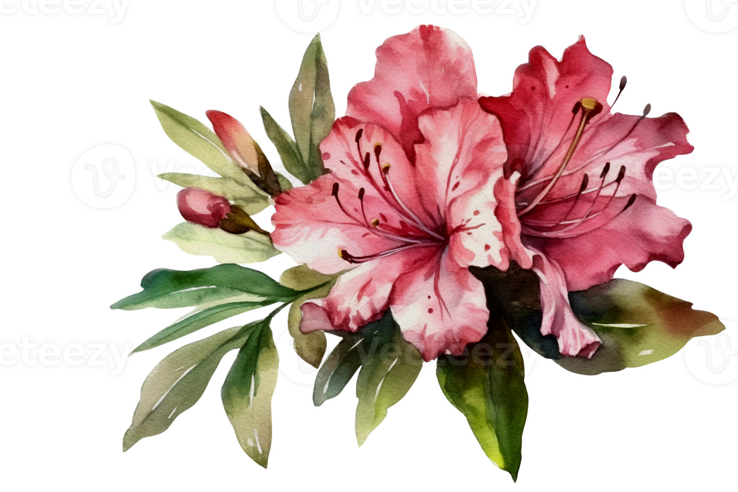 Beautiful flower with leaf watercolor AI Generate png