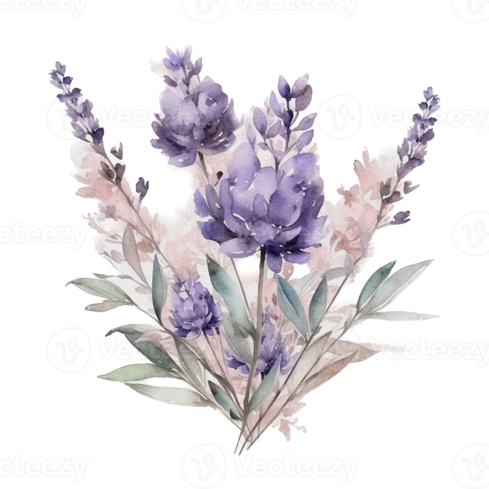 Beautiful flower with leaf watercolor ai generate png
