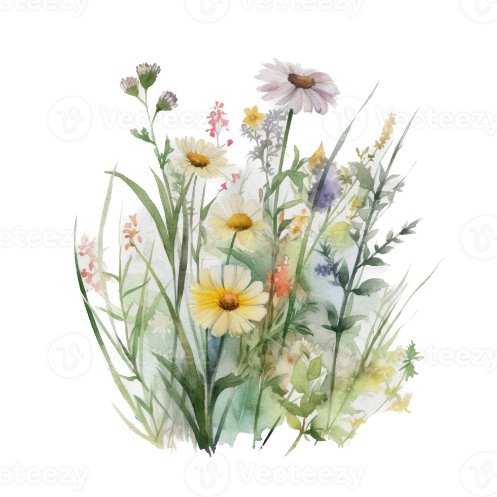 Beautiful flower with leaf watercolor ai generate png