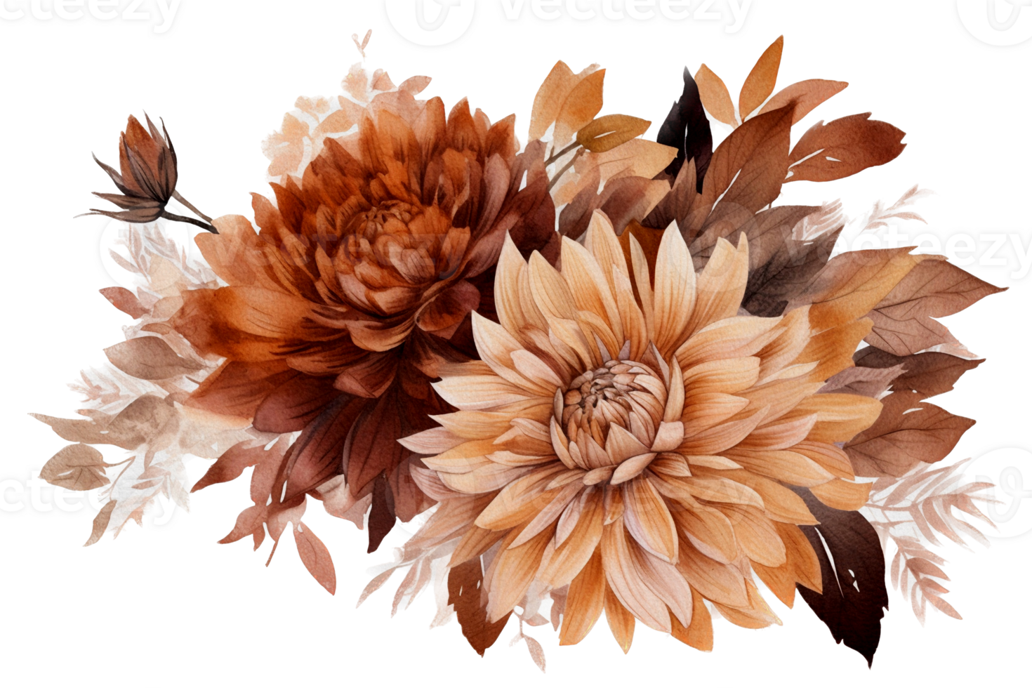 Beautiful flower with leaf watercolor ai generate 23403790 PNG