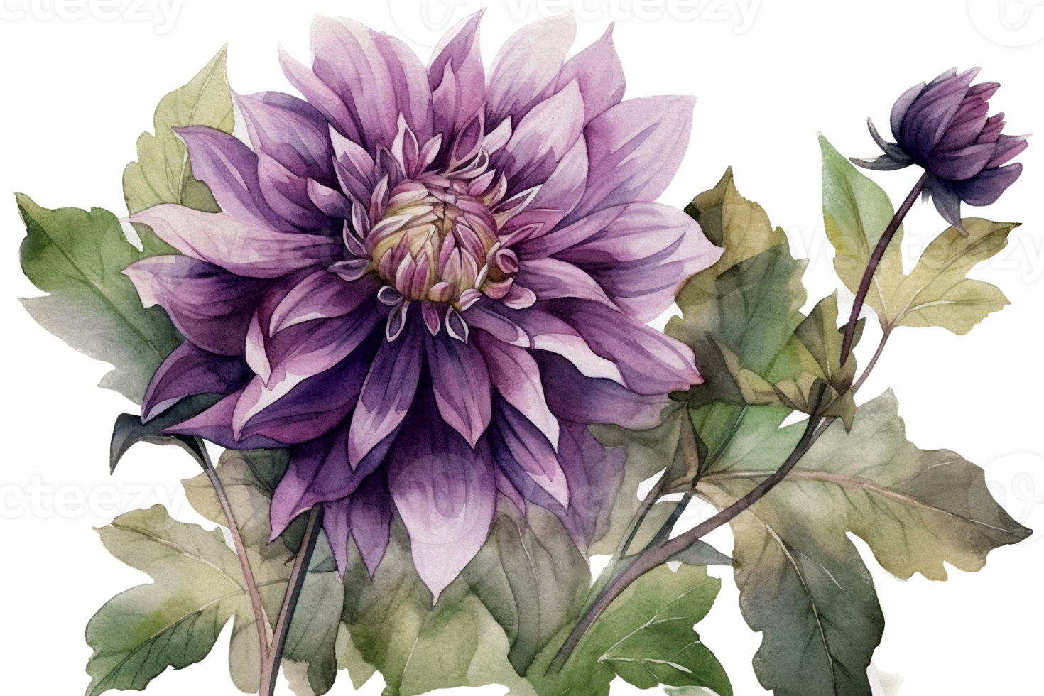 Beautiful flower with leaf watercolor AI Generate png