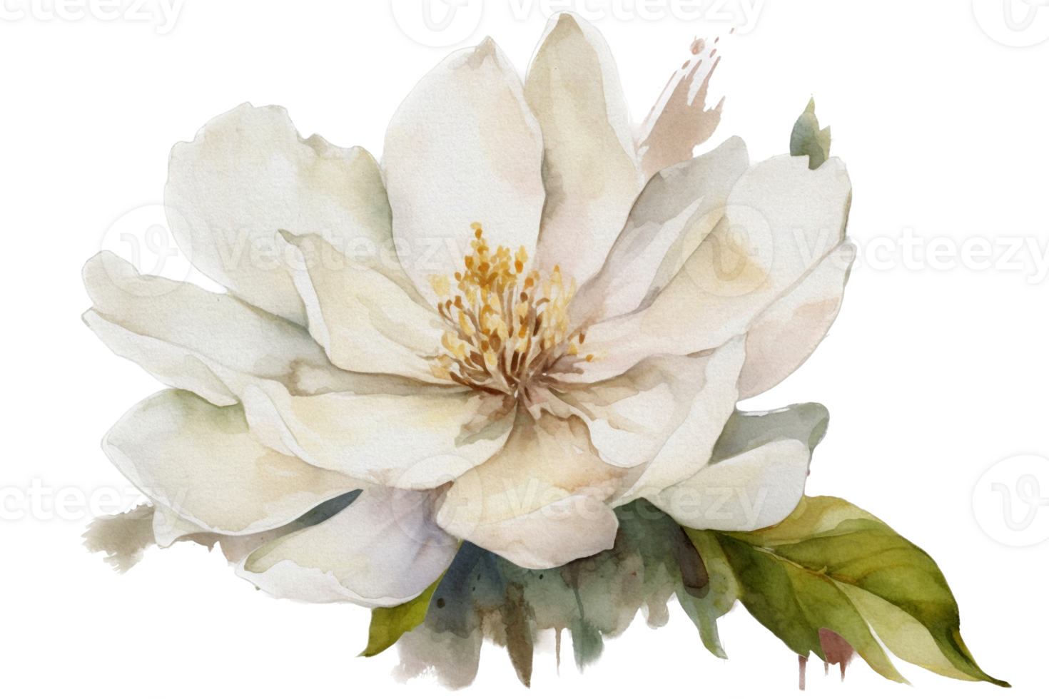 Beautiful flower with leaf watercolor AI Generate png
