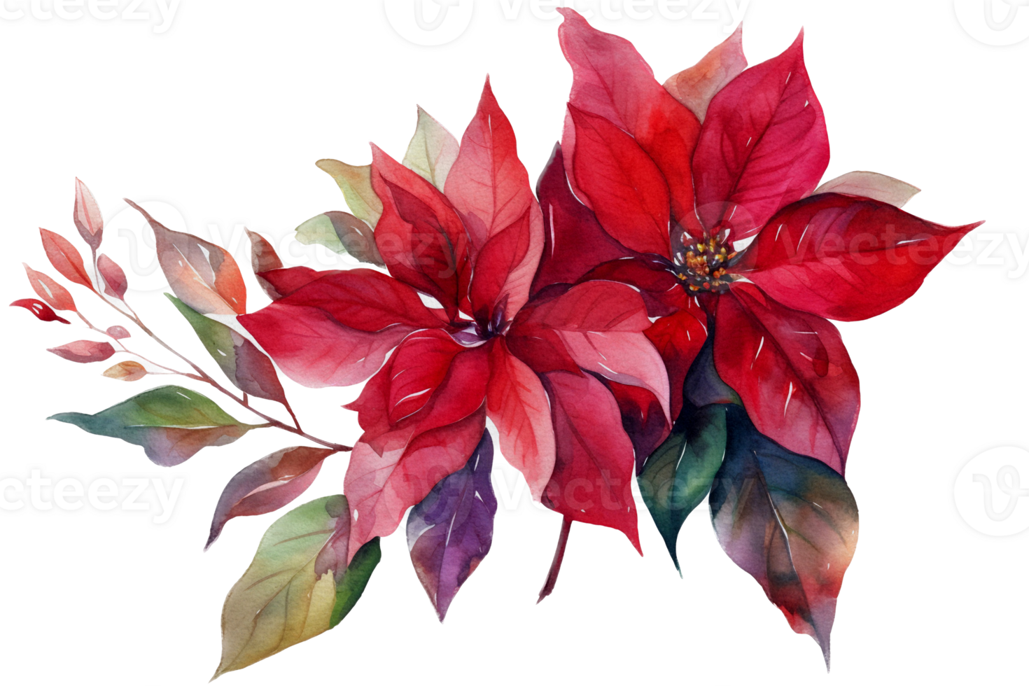 Beautiful flower with leaf watercolor AI Generate png