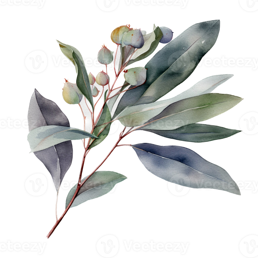 Green leaf watercolor ai generate png