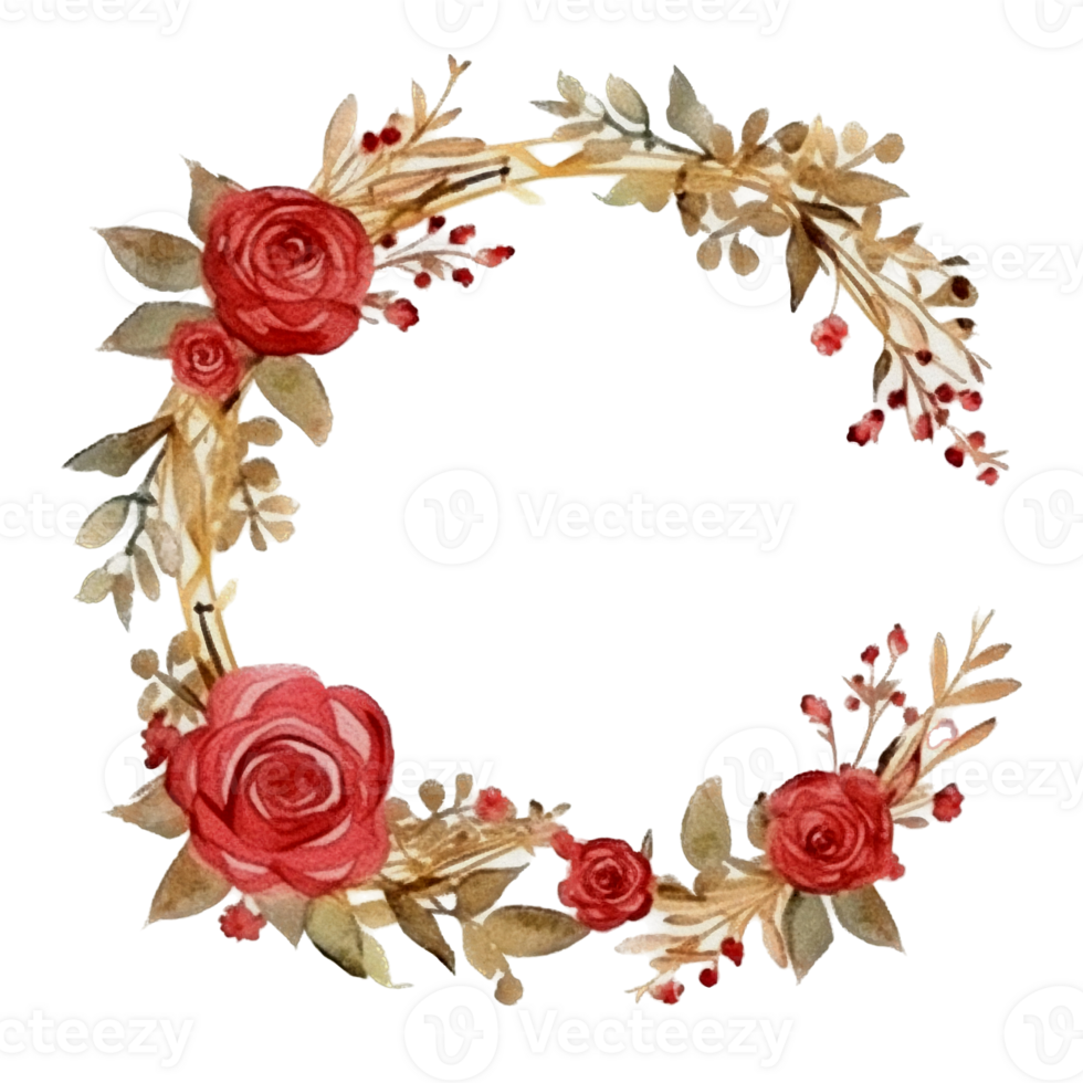 Beautiful flower wreath watercolor ai generate png