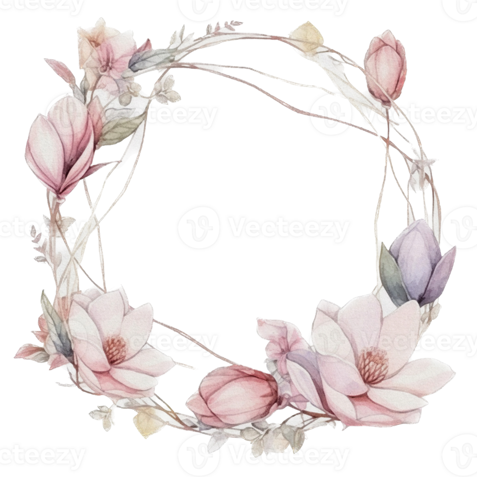 Beautiful flower wreath watercolor ai generate png
