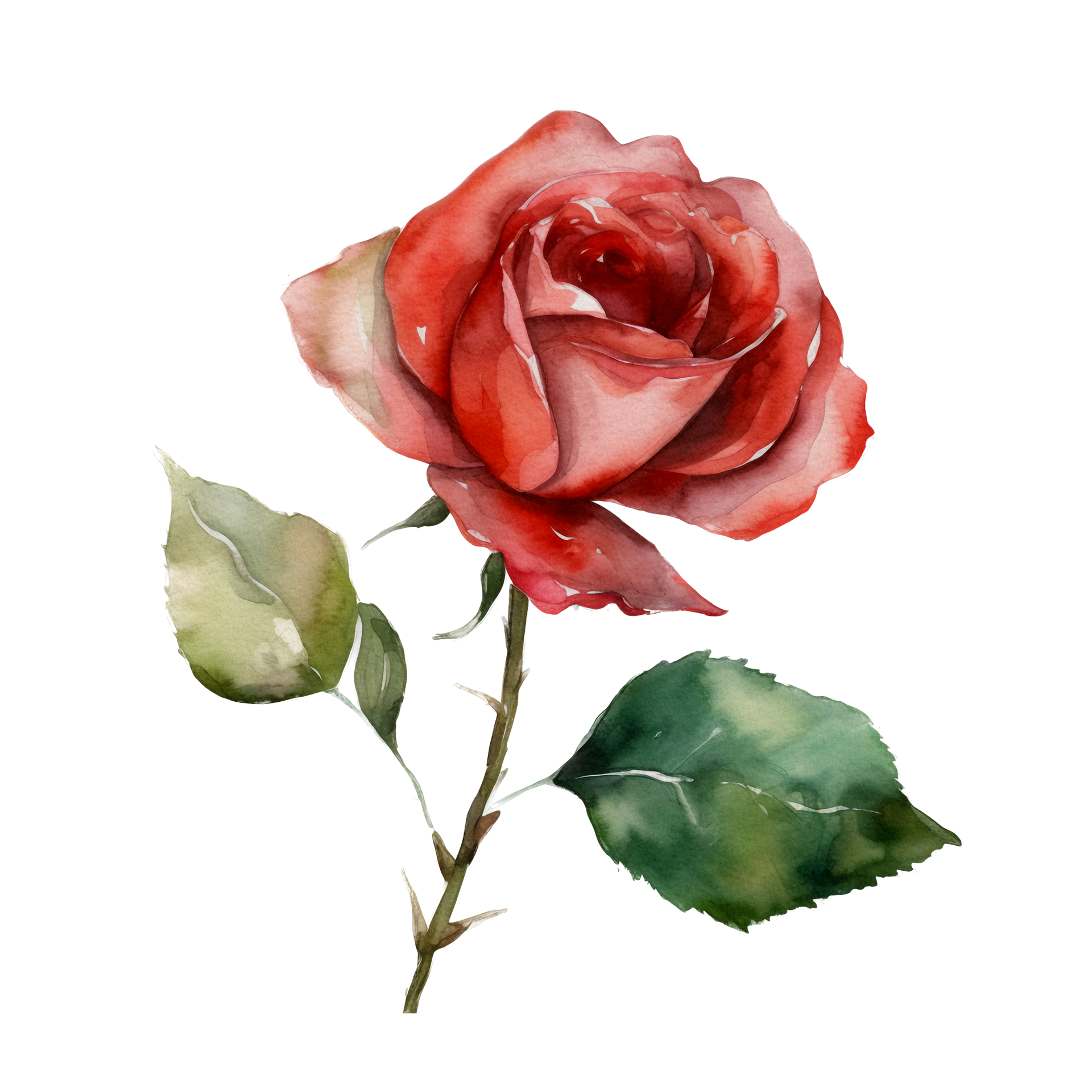 Beautiful flower with leaf watercolor ai generate 23403962 PNG