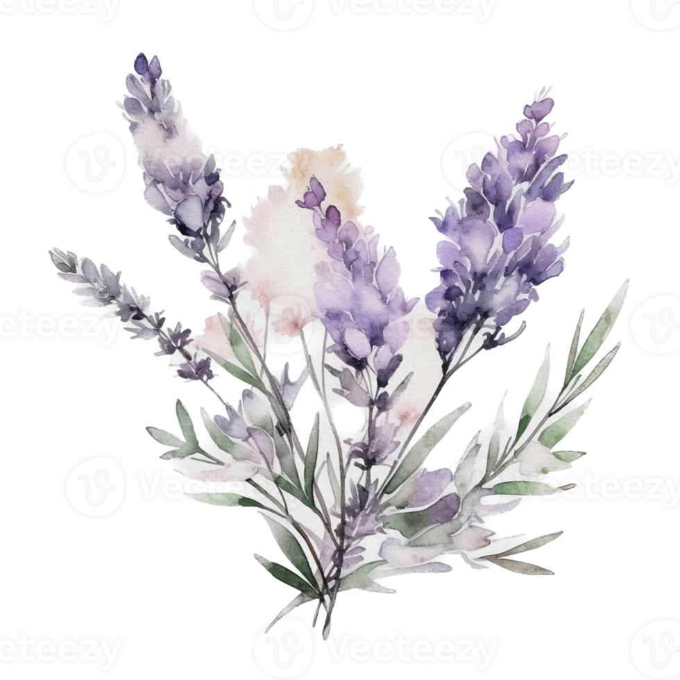 Beautiful flower with leaf watercolor ai generate png