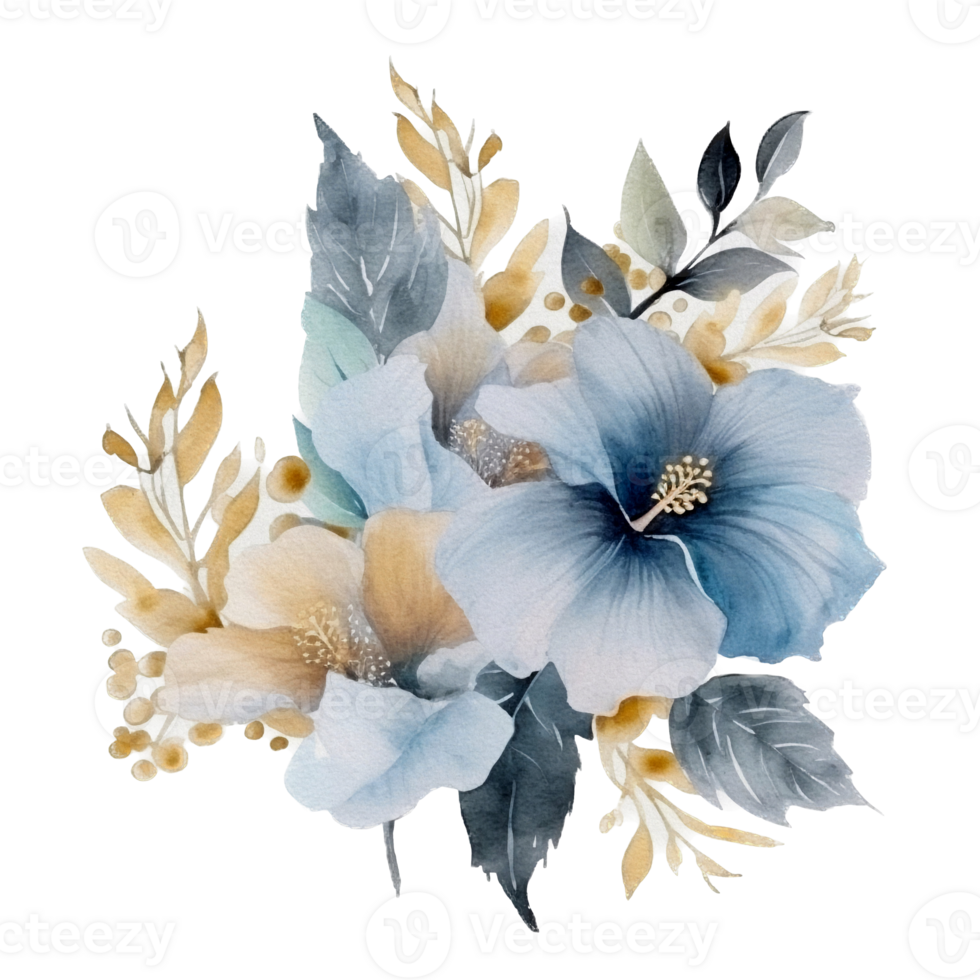 Beautiful flower with leaf watercolor ai generate png