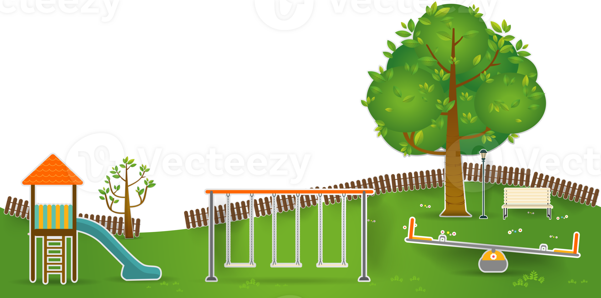 Kids playground pop up paper cut style illustration png