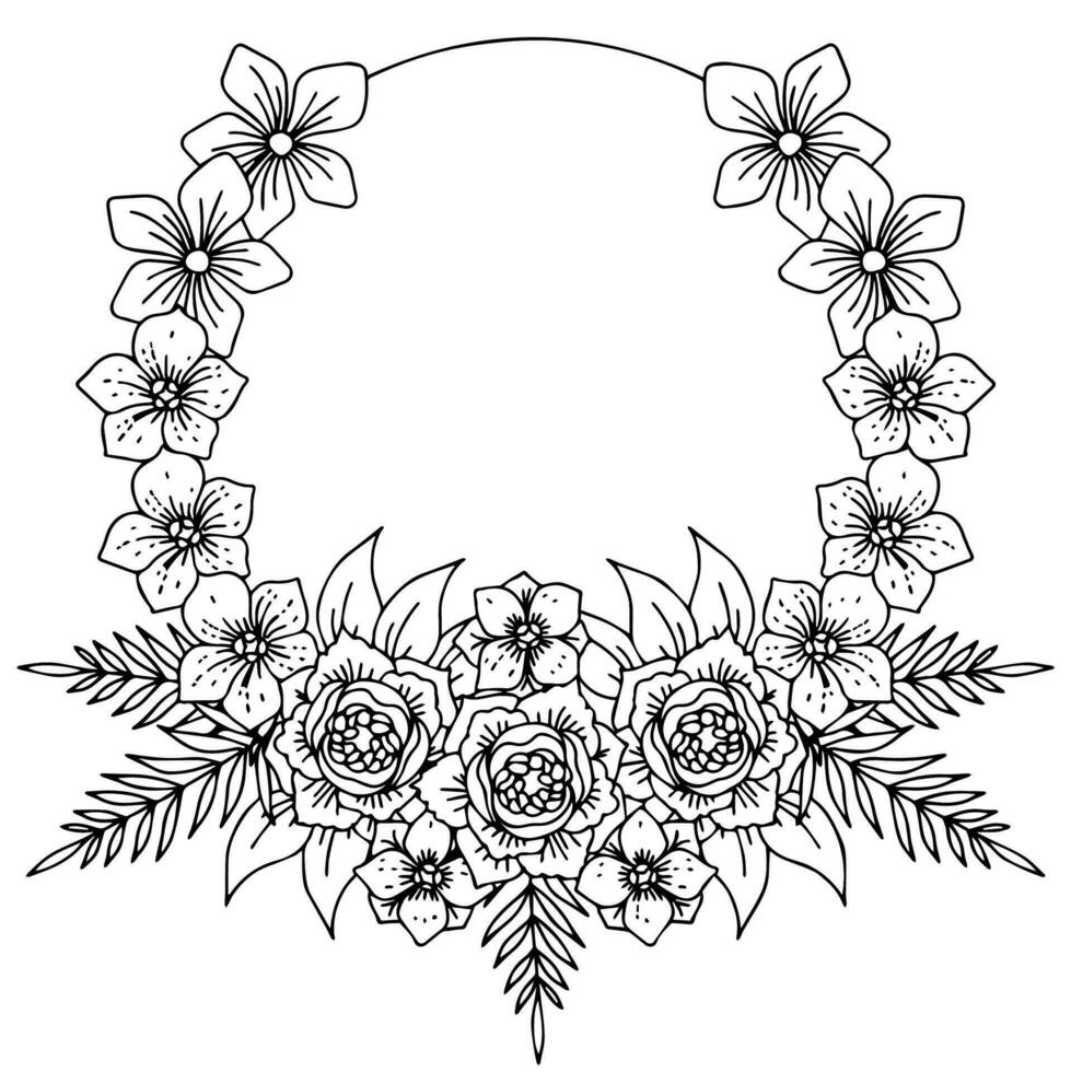 diseño frontera suelo flor contorno vector