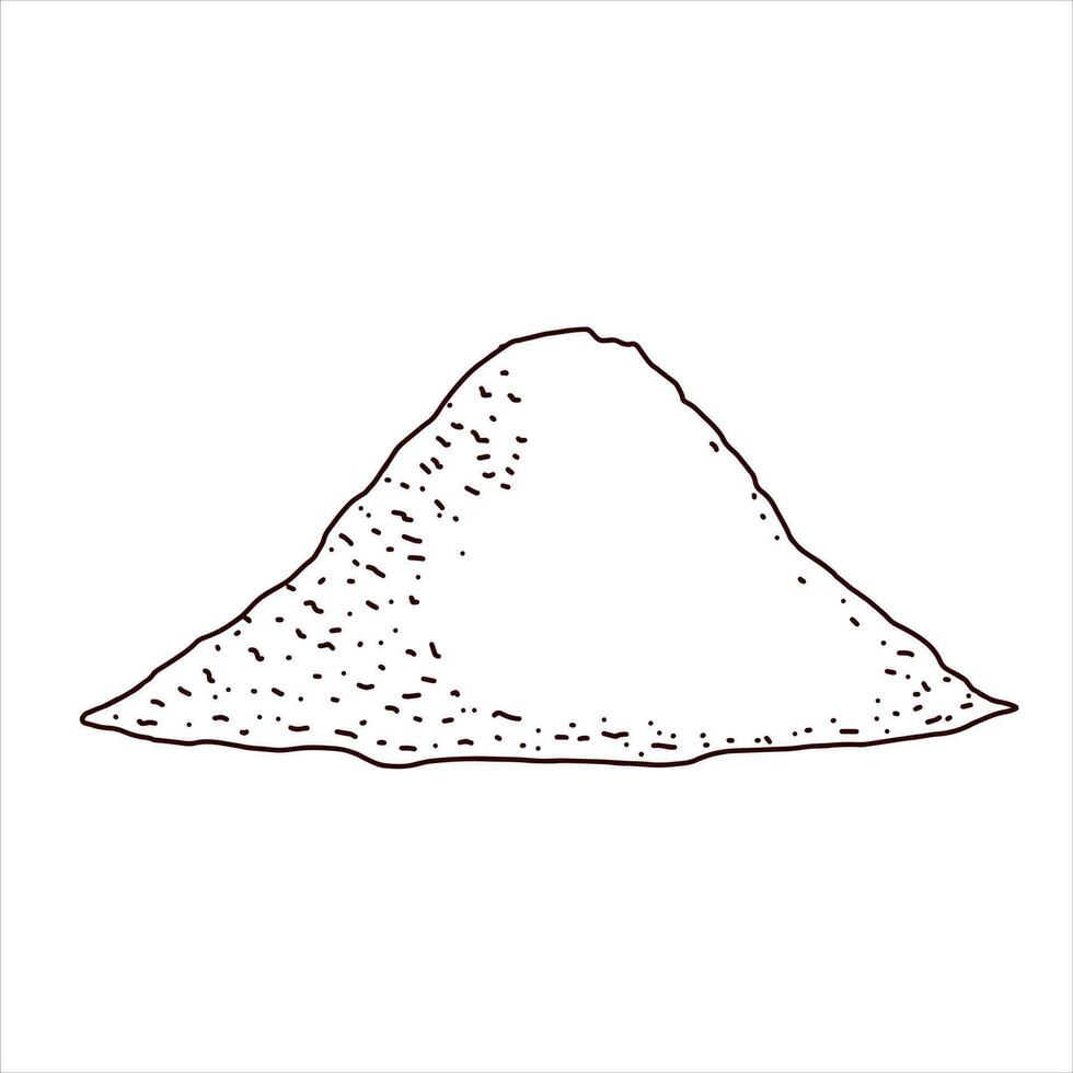 Pile of sand. Decoration of shore and the beach. Dune sketch isolated on white. Material for sandbox vector