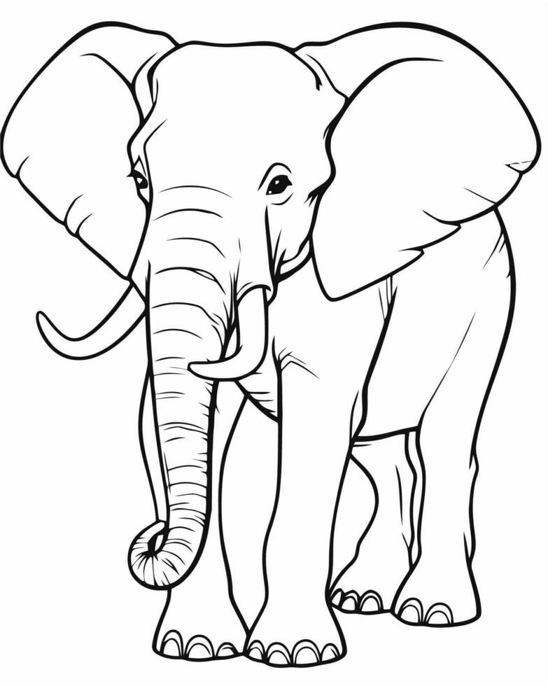 Cartoon elephant coloring page vector