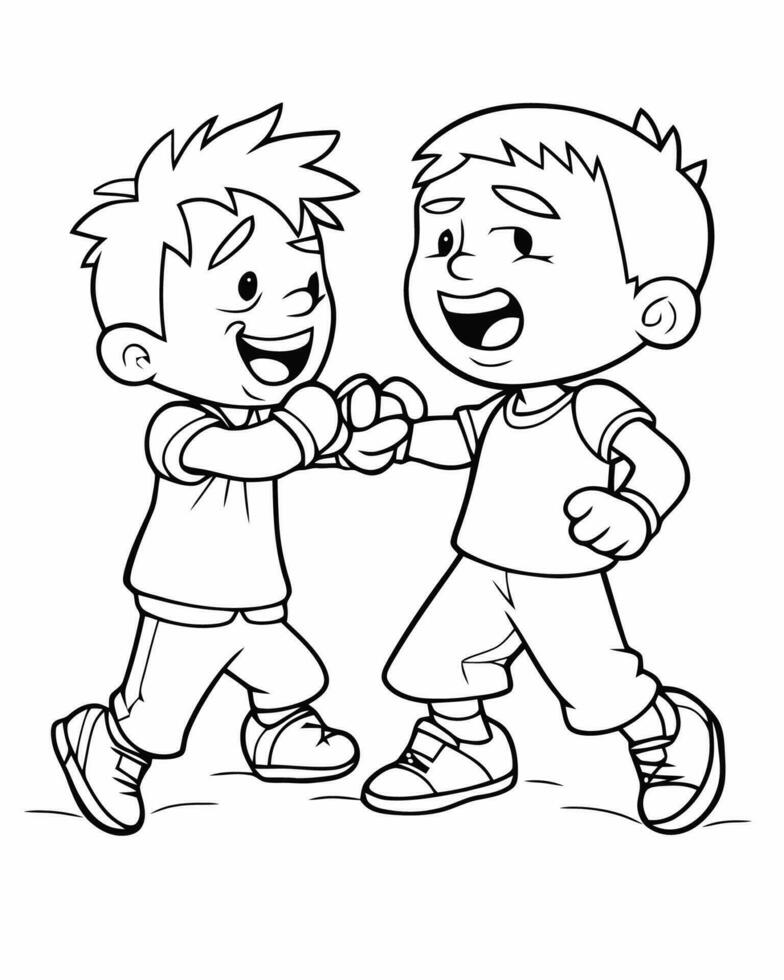 Two friends fighting vector
