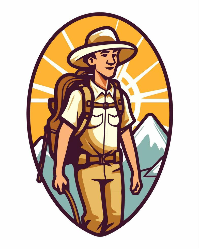 Travel hiker logo vector