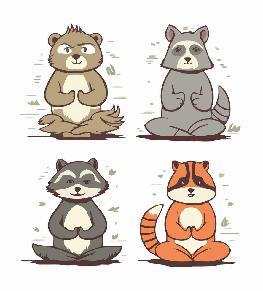 meditando bosque animales vector