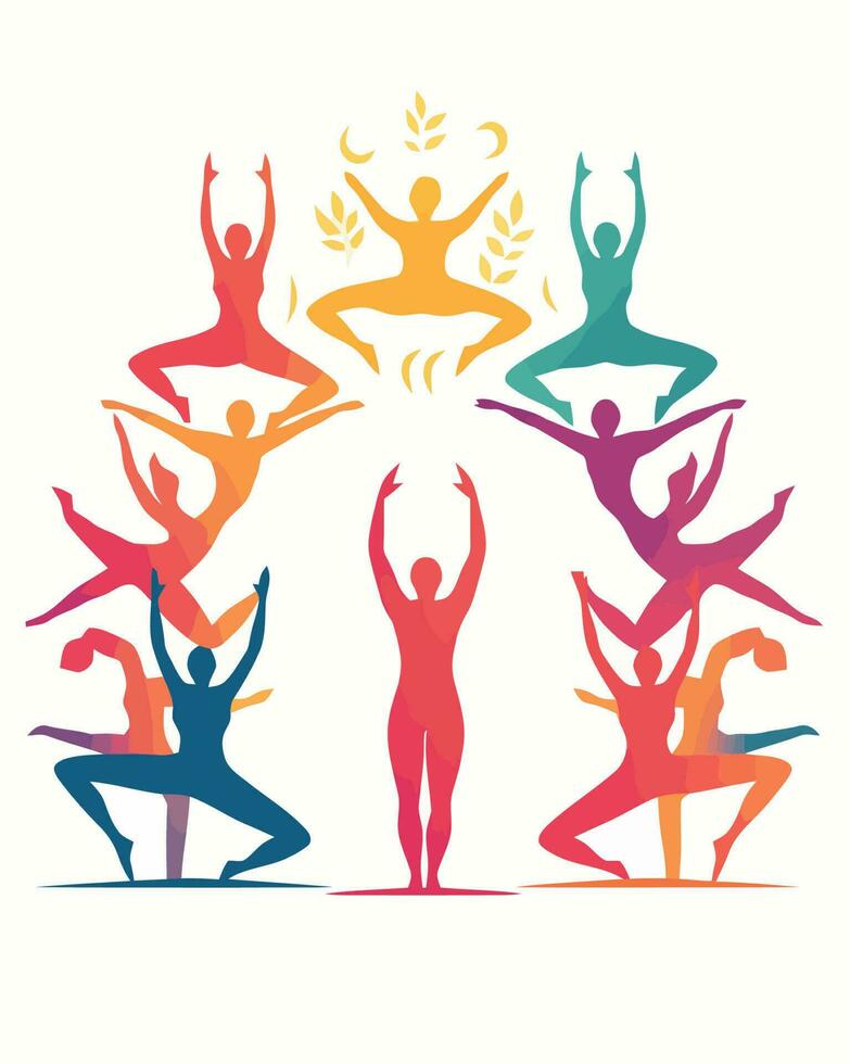Yoga poses silhouette vector