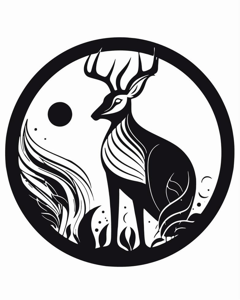Moose looking at the moon vector
