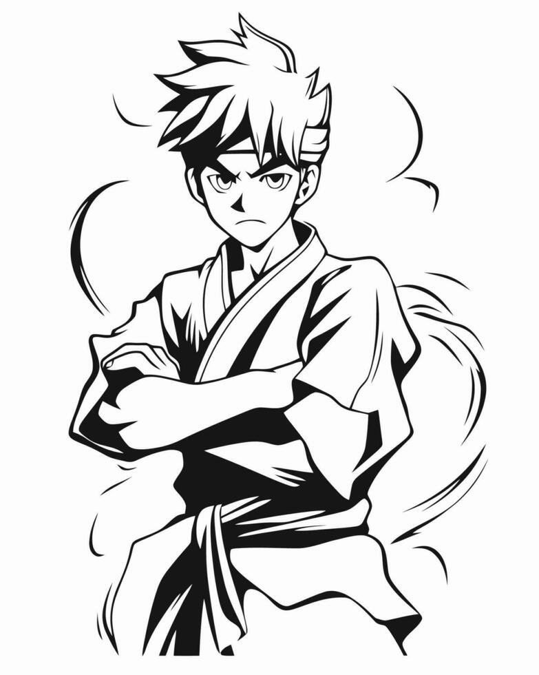 Anime fighter coloring page 23404224 Vector Art at Vecteezy