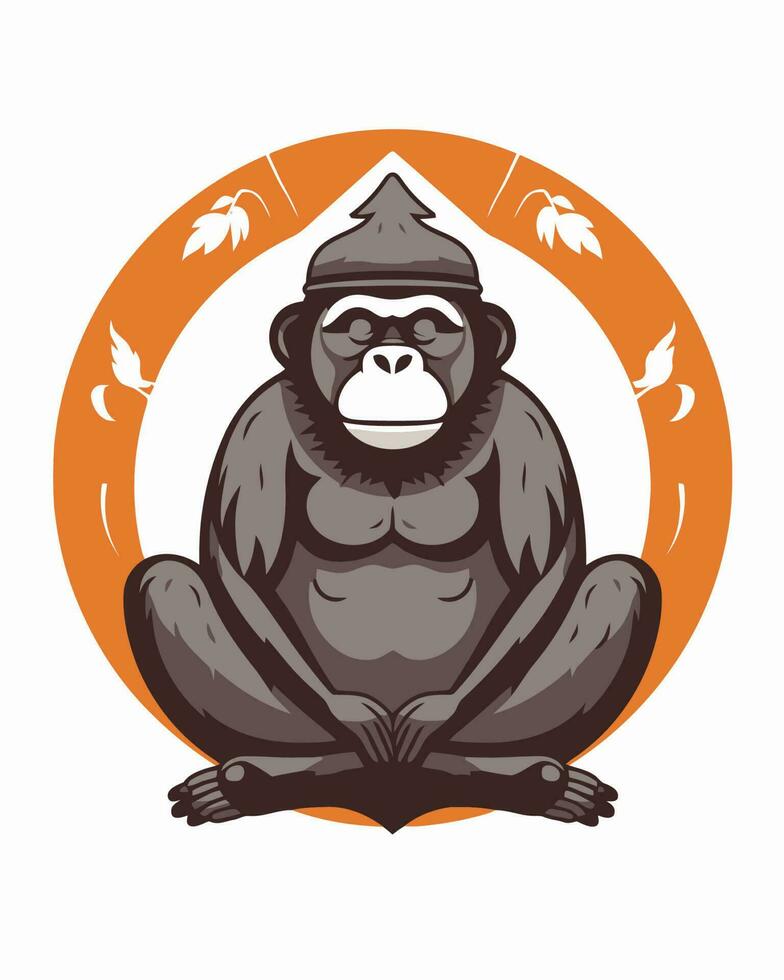 Zen meditating monkey vector