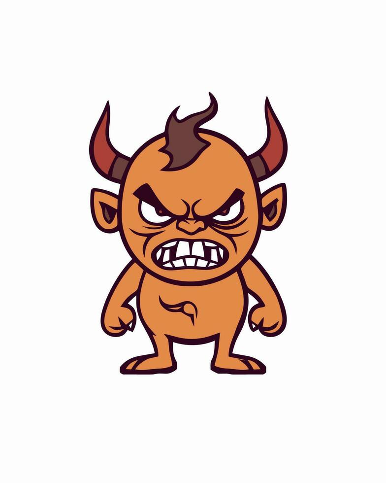 Angry mini devil vector