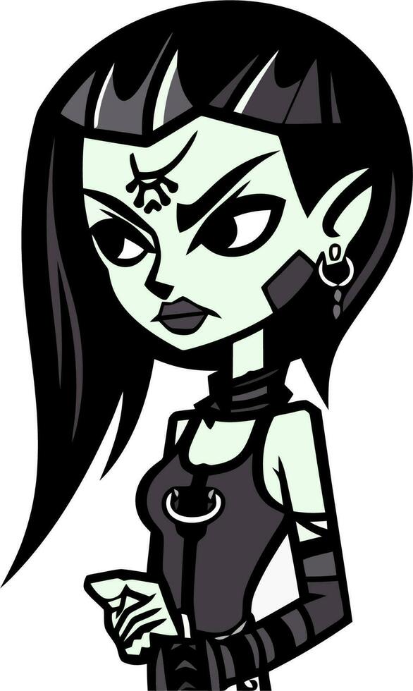 Cartoon goth girl illustration vector