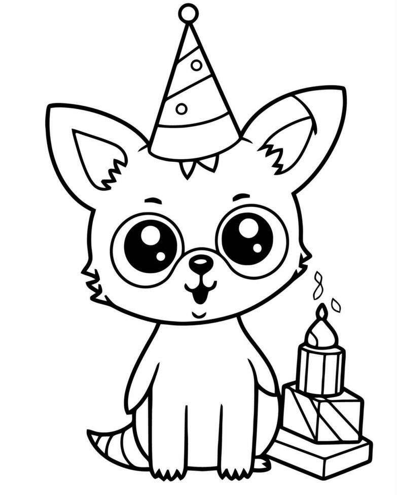 cumpleaños animal colorante página vector