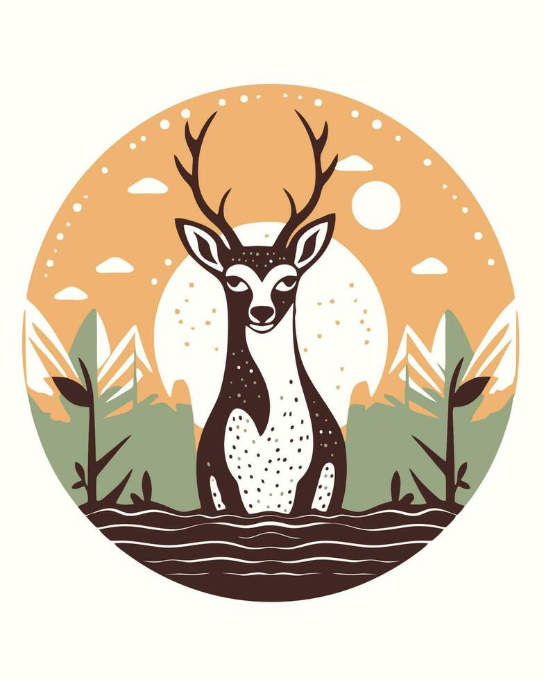 Deer in the wilderness vector