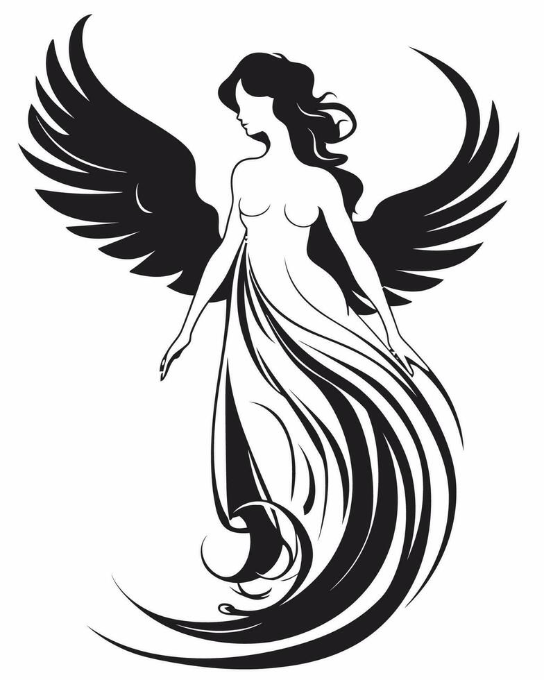 Angel black and white vector