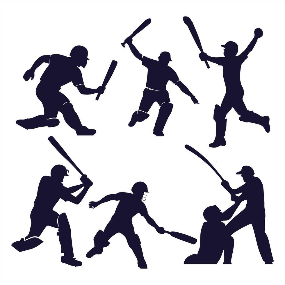 cricket player people Silhouette vector