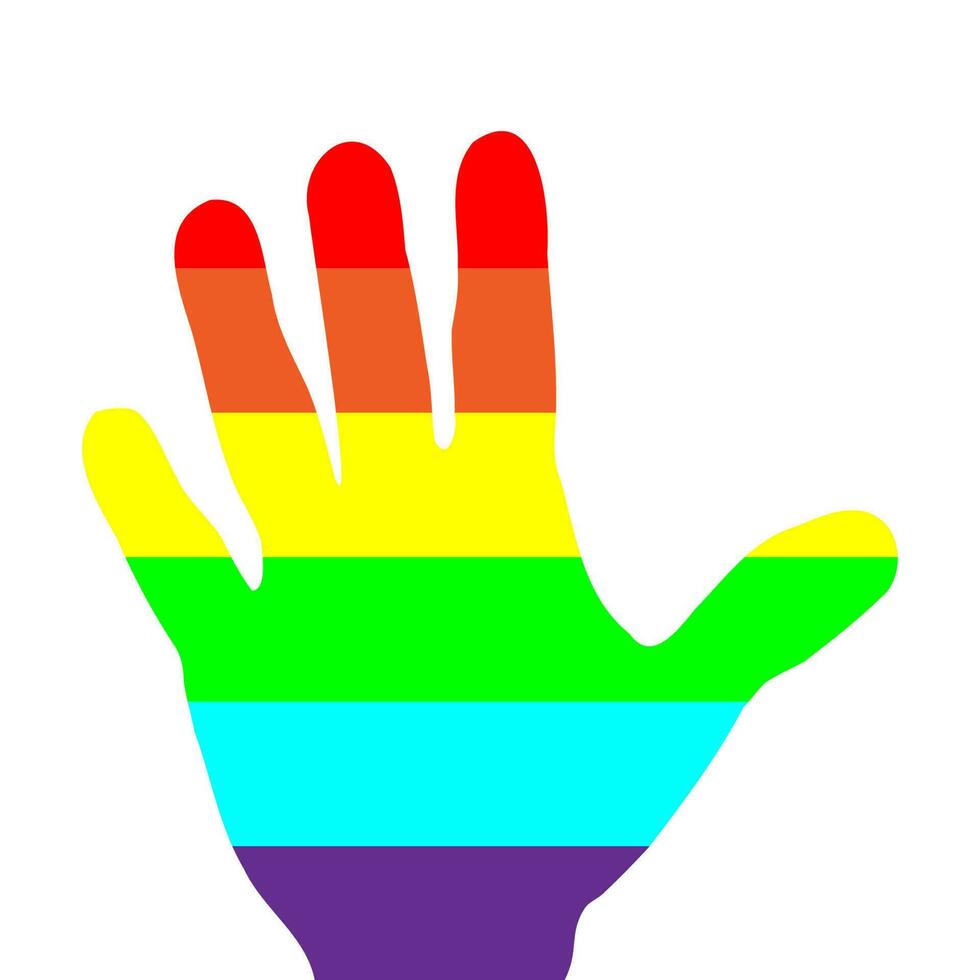 arco iris mano. contento lgbtq comunidad orgullo mes. vector ilustración
