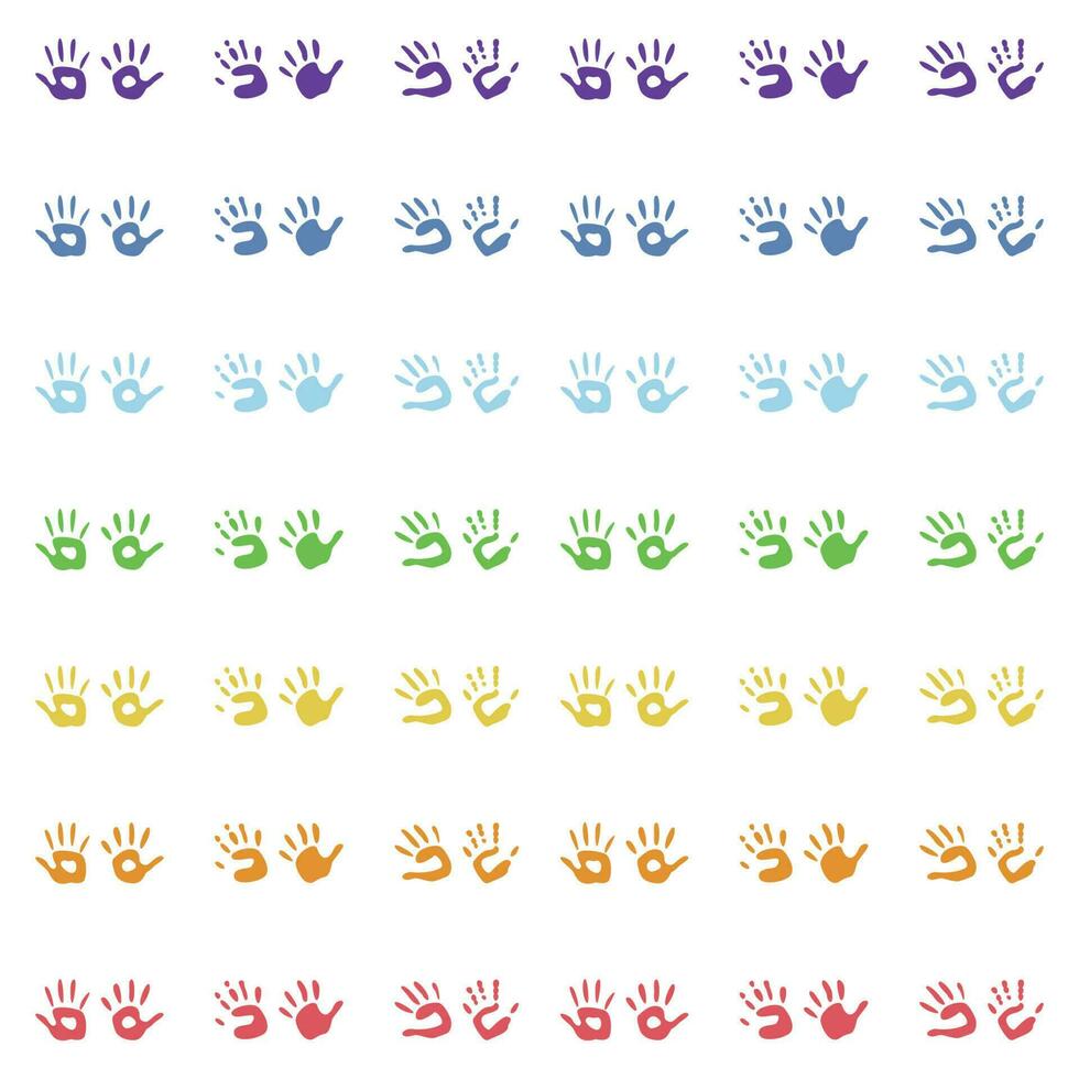 Flat vector painting tools in childish style. Hand drawn hand print, palm silhouette