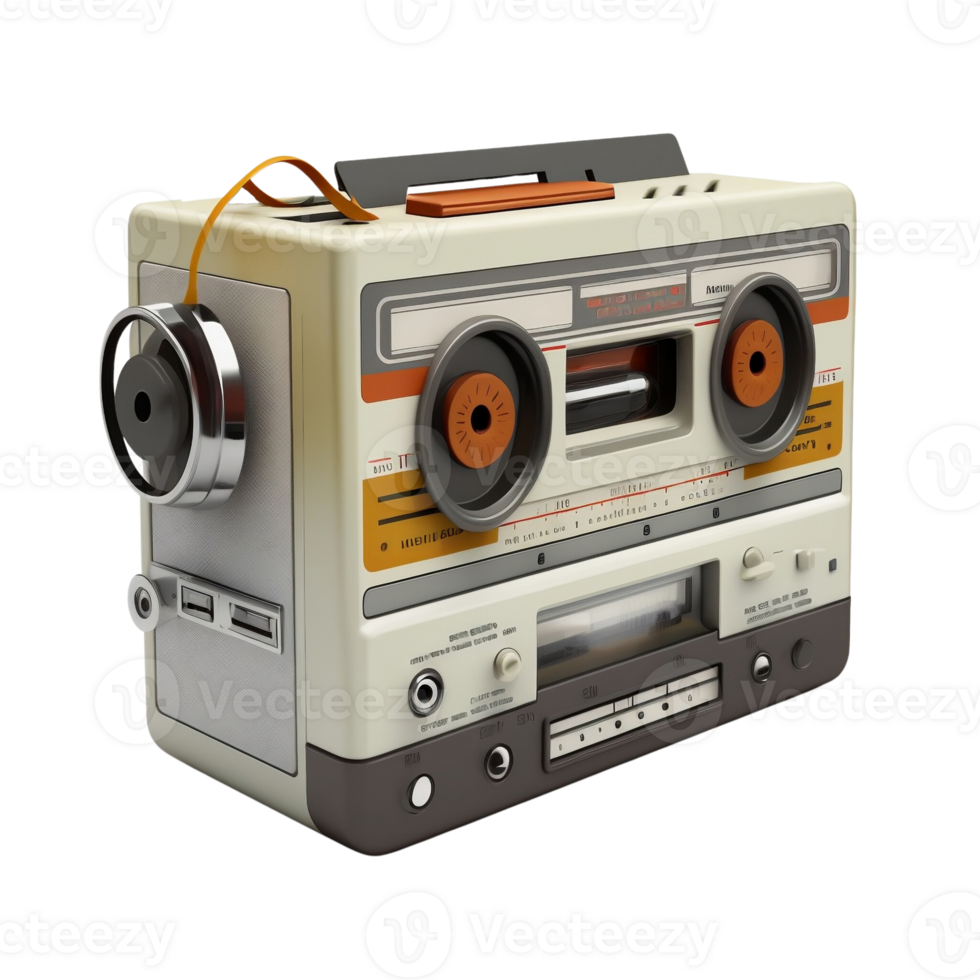 retrò portatile stereo Boombox Radio cassetta registratore anni 80. Vintage ▾ boom scatola cassetta nastro giocatore. ai generato png