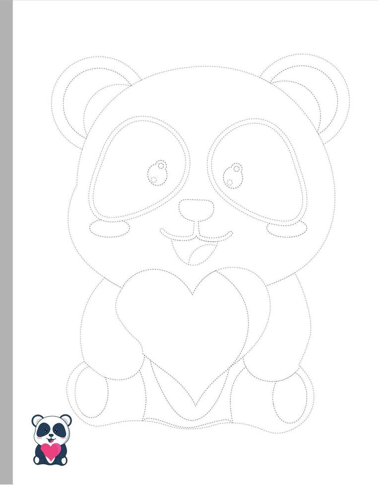 linda panda colorante paginas vector