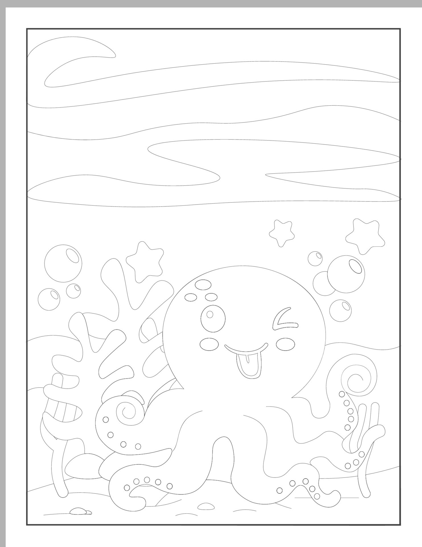Octopus Coloring Pages 23404453 Vector Art at Vecteezy