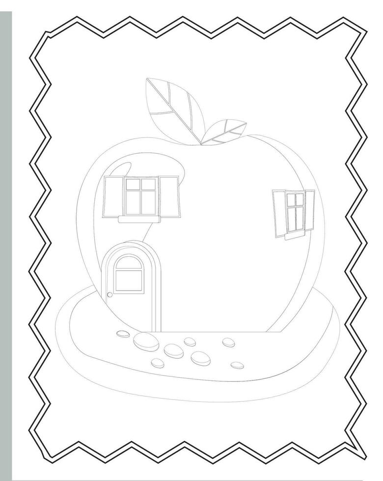 Cute Fairy Houses Coloring Pages. Cute Little Gnome Houses Coloring Pages. vector